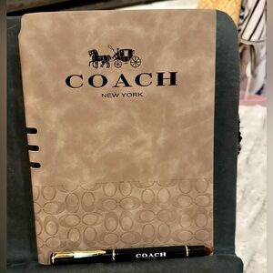 Coach Tan Suede Notebook with Pen Set